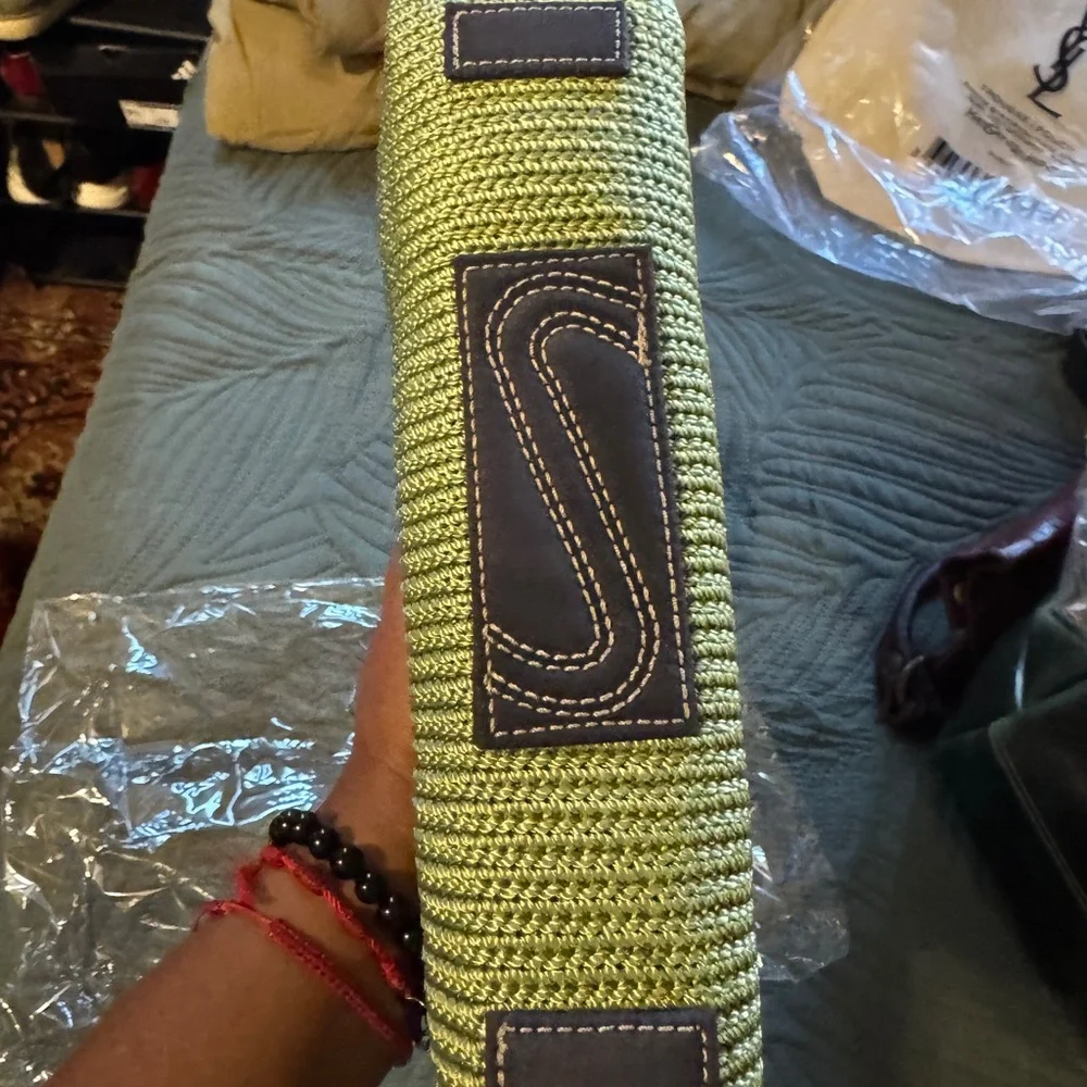 The Sak Olive Green Knit Tote with Brown Trim - Picture 3 of 4